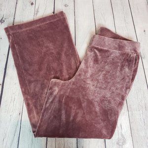 Pure Jill Mauve Dusty Pink Soft Crushed Velvet Wide Leg Pajama Pants Size S